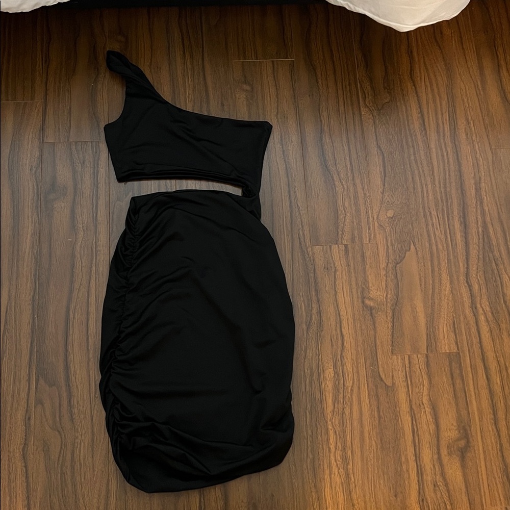 SHEIN Black Satin Dress